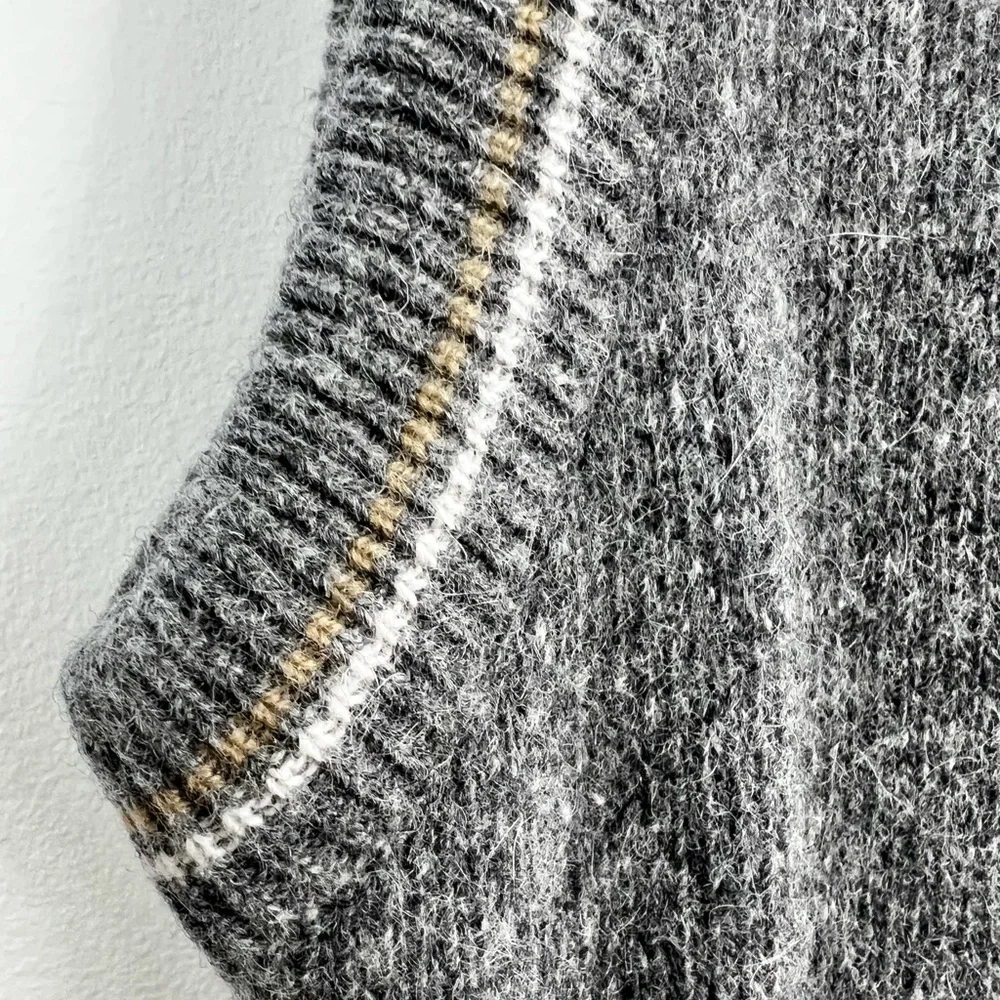 Vintage 80s oversized boxy wooly abstract argyle v neck pull over grandpa vest - Picture 11 of 12